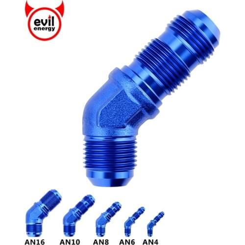 Evil energy AN4-AN16 Anodized Aluminium Fitting 45 Degree Elbow Bulkhead Adptors Male Oil Adapters Blue