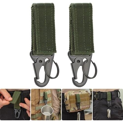 2PC Carabiner High Strength Nylon Key Hook MOLLE Webbing Buckle Hanging System Belt Buckle Hanging Camping Hiking Accessories
