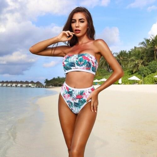 Swimsuit High Elasticity Swimwear Beach Wear Bikini Set Women Clothes Summer Fashion Sexy Bathing Suit High Waist Broken Flowers