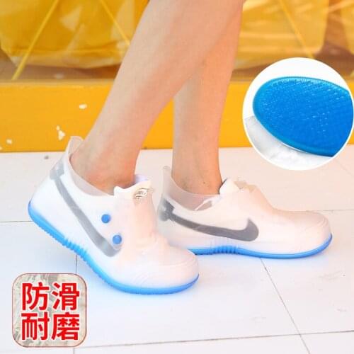 Fashion Men and Women Single Breasted Waterproof Shoe Cover Waterproof Shoes Outdoor Travel Non-slip Wear-resistant Rain Shoes