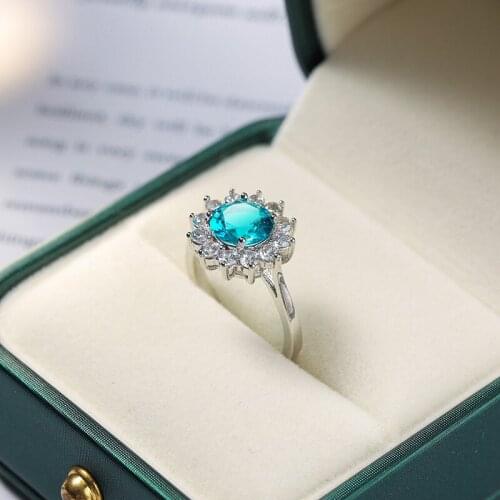 Fashion Lady Ring Jewelry Trend Temperament Lady Inlay with Blue Zircon Ring Charm Lady Engagement Wedding Jewelry Gifts