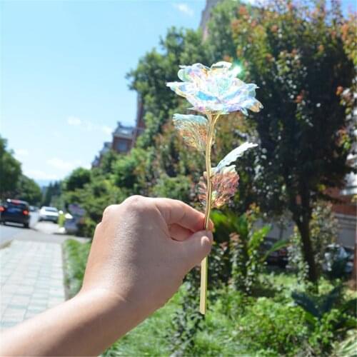 New Galaxy Rose Flower Valentines Day Lovers' Gift Romantic Flowers With Love Base Creative bright golden rose without lights