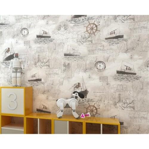 Beibehang wallpaper roll Sailing log english style childrens room non-woven 3d wallpaper baby bedroom wallpaper for walls 3 d
