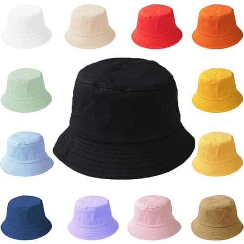 2020 Solid Bucket Hat Women/men Panama Hat for Child Cotton Casual Fishermans Hats Outdoor Sunscreen Fishing Hip Hop Sun Caps