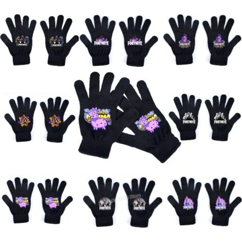 Fortnites Gloves Fortress Night Mittens Warm Full Finger Gloves Wool Knitted Men Women Winter Gloves black Apparel Accessories