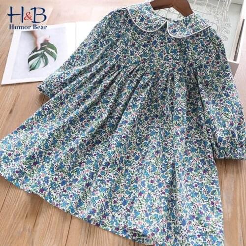 Humor Bear Girls Dress Fashion Floral 2020 Spring Autumn Lace Collar Long Sleeve Priness Party Dress Toddler Baby Kids Clothes