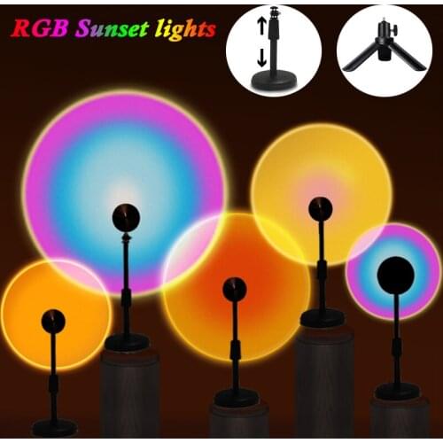 Sunset Light Projection Lamp Night Light Rainbow Atmosphere For Bedroom Room Decoration Background Wall Tiktok Take photos Light