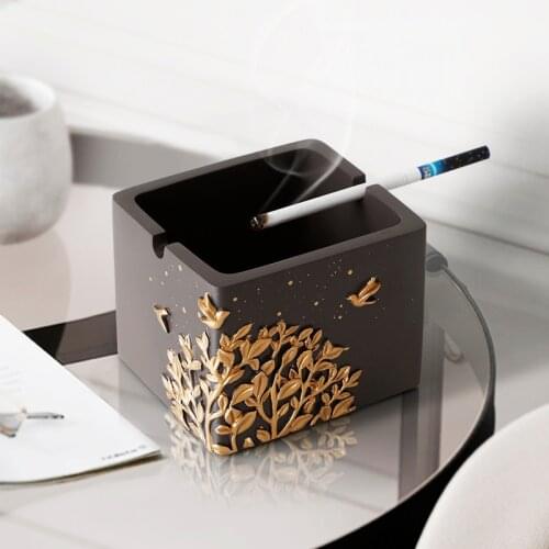 Nordic Relief Pattern Resin Windproof Ashtray for Tabletop Gift for Hotel Outdoor Home Decoration Smokeless Ashtray Holder