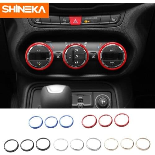 SHINEKA Auto Air Condition Vent Switch Button Decoration Cover Trim Ring Sticker for Jeep Renegade 2015 2016 2017 2018