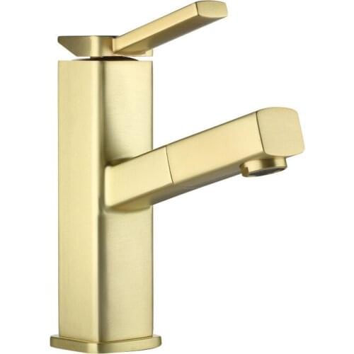 Bathroom Basin Faucets Solid Brass Sink Mixer Tap Hot & Cold Lavatory Crane Single Handle Pull Out Faucets Gold/Black/Chrome