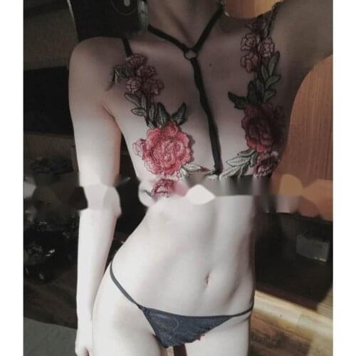 Print Temptation Fashion Sexy Cute Fairy Lingerie Exotic Strap Solid Elastic Red Bra Girl Erotic Porn Sets Hot Hollow Out 36RH