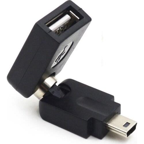 360 Degree Rotation Angle Mini 5 Pin male To USB 2.0 female otg Type A Male Adapter Extension for MP3 players