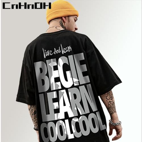 CnHnOH Street Hip-Hop New Fashion Letter Pattern Printing Summer Round Neck Couple Loose T-Shirt For Men Unisex T242