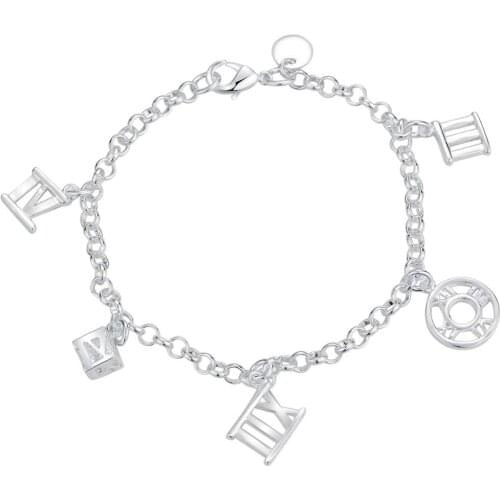 Lucky Silver Color Charm Bracelets For Women Christmas Gifts Lady Popular Fashion Classic Jewelry Roman Numerals/bhlajysa