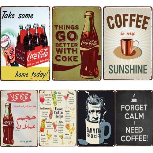 Tin Coffee Sign,Rustic Vintage Style Signs for Cafe,Bistro,Diner Kithchen,Restaurant Farmhouse Decor Metal Signs Perfect Gifts