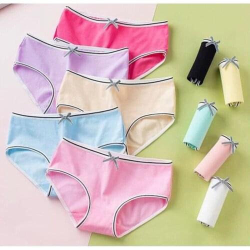 10pcs/Lot Cotton Girls Underwear Solid Low Waist Short Briefs Comfortable Antibacterial Striped Woman Panties