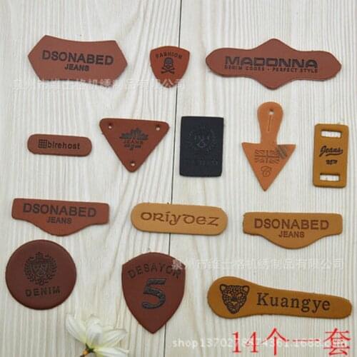 100 Pcs/lot Small Fashion Leather Patches Letter Decorative Stickers for Jeans Clothing Sewing Accessories
