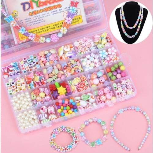 1200pcs DIY Handmade Beaded Childrens Toy Creative Loose Spacer Beads Crafts Making Bracelet Necklace Jewelry Kit Girl Toy Gift