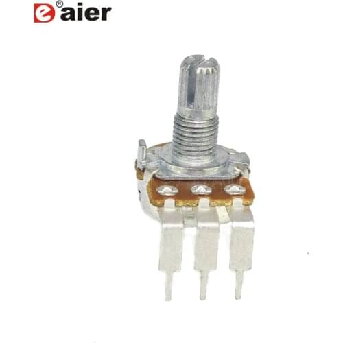 2PCS WH148 15MM Length Type Single Potentiometer Teeth Knurl Shaft 3 Pins With Right Angle Terminals 10k 50k