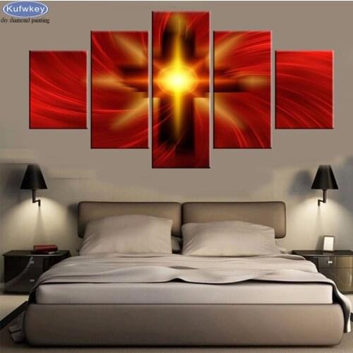 DIY 5D full square round Diamond painting Religion The Faith Christ Cross 3D embroidery bead cross stitch Rhinestone mosaic 5pcs