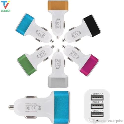 100pcs/lot 3 Ports USB Car Charger Quick Charge DC 5.0V 4.1A Car Cigarette Lighter For Samsung Huawei Xiaomi iphone Car Charger