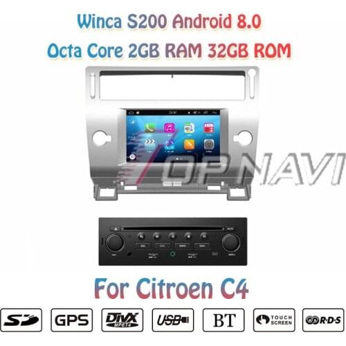 Topnavi 7" S200 Octa Core Android 8.0 Car DVD Multimedia Player Video for Citroen C4 Stereo Radio GPS Navigation Autoradio 2 Din