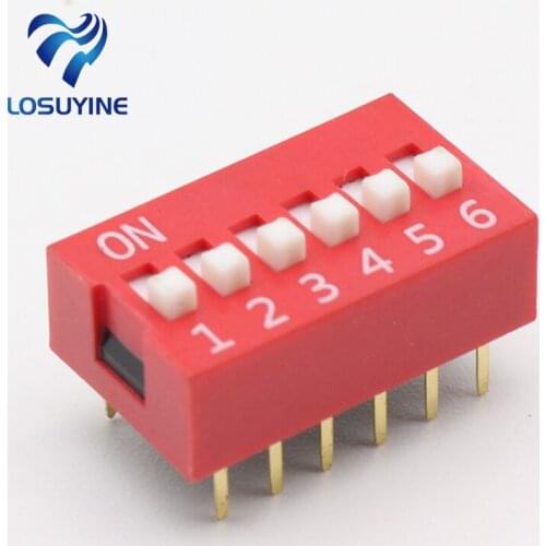 Free Shipping 10pcs 6 Position 6P DIP Switch 2.54mm Pitch 2 Row 12 Pin Slide DIP Switch in stock