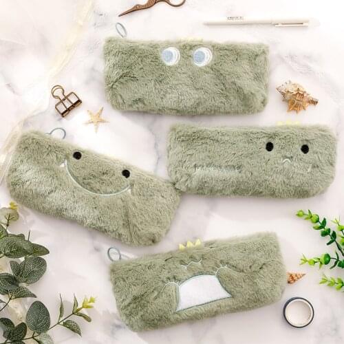 Pencil Case Kawaii Stationery Pencilcase Cute Dinosaur Park Plush School round Pen Case Supplies Pencil Bag School Pencils Pouch