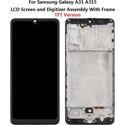 For Samsung Galaxy A31 SM-A315 TFT without Fingerprint Function LCD Screen and Digitizer Touch Screen Assembly+Frame- Black