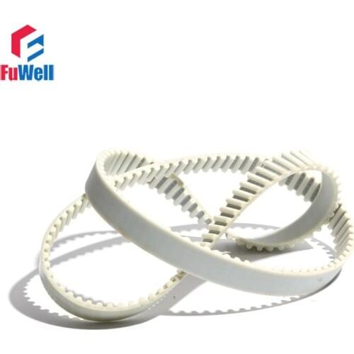 HTD5M Closed Loop Timing Belt White PU 15/20/25/30mm Width Pulley Belt 5M-3050/3060/3070/3100 Polyurethane Toothed Gear Belt