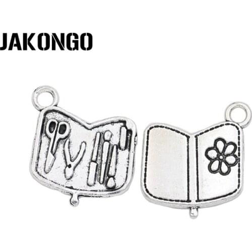 JAKONGO Tibetan Silver Plated Tools Box Charms Pendant for Jewelry Making Bracelet Accessories DIY Handmade 18x16mm 20PCS/lot