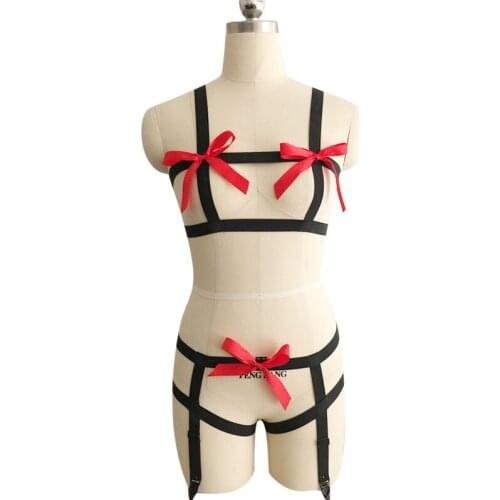 JLX.HARNESS Elastic Harness,Body Bondage,Caged Bra,Bondage Harness,Bralette,Black Garter Belt Womens Fetish Wear Bodysuit N0067