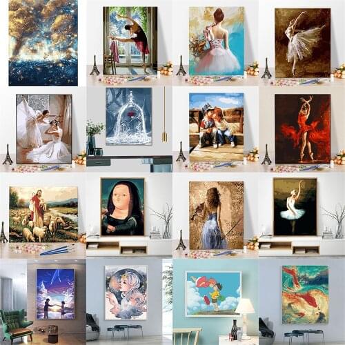 Ballet Artist Figures Painting By Numbers Scenery DIY Oil Coloring By Numbers Street Landscape Canvas Paint Art Pictures