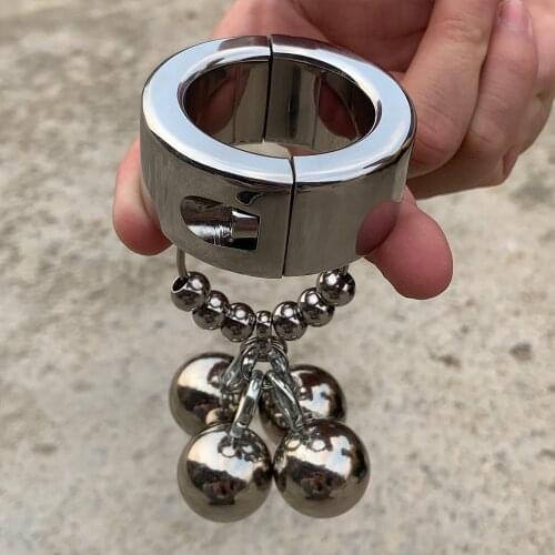 New Arrival Heavy Stainless Steel Ball Scrotum Stretchers Cock Ring Metal Scrotum Bondage Locking Pendant Ball Weight Heavy Duty