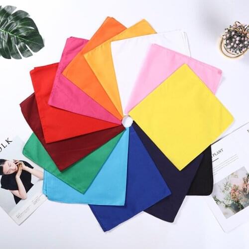 54*54cm Unisex Square Scarves Solid Color Polyester Bandana Simple Sweat-Absorbent Sports Headwear Print Handkerchief Wholesale