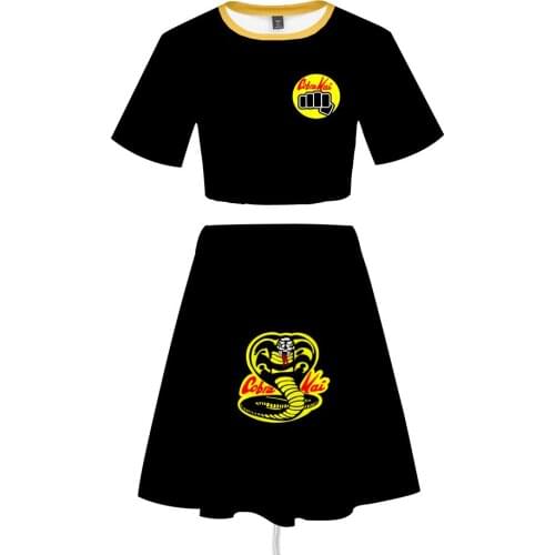 Hot TV series The Karate Kid Cobra Kai 3D Print Summer Two Piece Set Women Crop Top and Skirt 2 Piece Outfits Cosplay Costume
