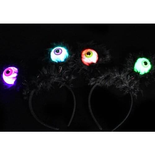 Hot Selling Halloween Costume Decoration Scary Eyeball Glowing Headband Masquerade Flashing Dress Up Props Hair Decoration