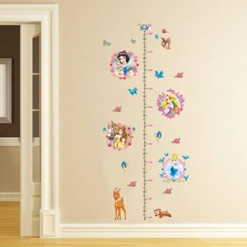 Cartoon Disney Snow White Princess Height Measure Wall Stickers For Home Decor Kids Rooms Growth Chart Mural Art DIY Wall Decal