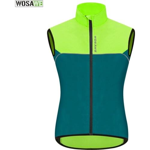 WOSAWE Mens Cycling Vest Water Resistance Reflective Ciclismo Sleeveless Bike Bicycle Jacket Windproof Cycling Gilet Clothing