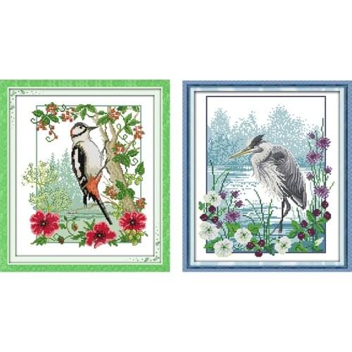 Joy Sunday Counted Embroidery Needlework Osprey Woodpecker Patterns 11CT 14CT Printed Stamped Thread Decoration Cross Stitch Kit