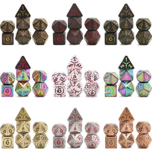 CHENGSHUO 7 PCS DND Metal Dice Set,Sword and Eagle Style Zinc Alloy Polyhedron Dice for Role Playing Games and Card Game COC D20