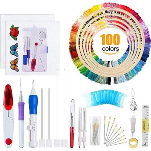 Embroidery Pen Set, Magic Patterns Punch Needle Kit Craft Tool for DIY Sewing Embroidery Cross Stitch Kits and Knitting Sewing
