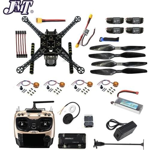 JMT DIY Unassembled 4 Axle RC FPV Drone S600 Frame Kit with APM 2.8 No Compass 700KV Motor 40A ESC Battery Charger AT9S TX