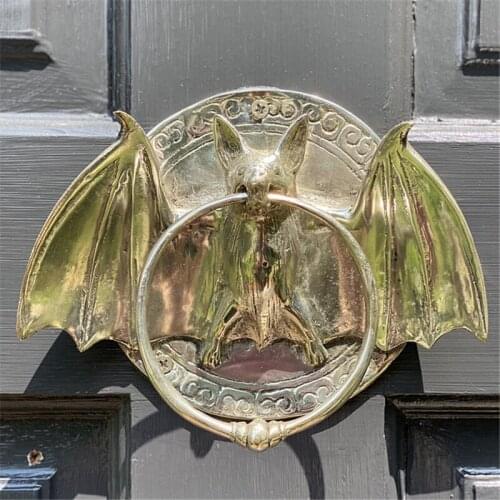 Newly Solid Brass Retro Bats Door Knocker Heavy Duty Doorknocker Home Front Door Decoration