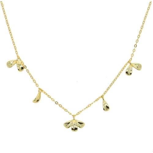 New Arrival gold color link chain 35+10cm chocker necklace tassel leaf shape clavicle jewelry for women fashion jewelry gifts