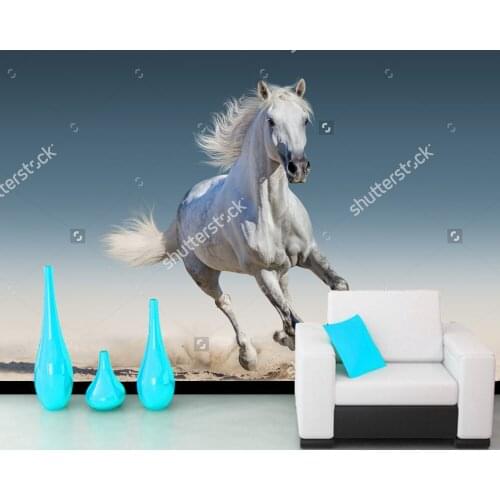 Custom horse wallpaper, White horse run gallop,photo landscape for the living room bedroom sofa background papel de parede
