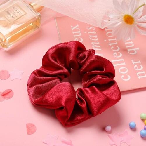 Retro Solid Color Satin Scrunchie Hair Bands Ponytail Holder Hairband for Women Girls Hair Ties Rope Headwear Hair Accessories