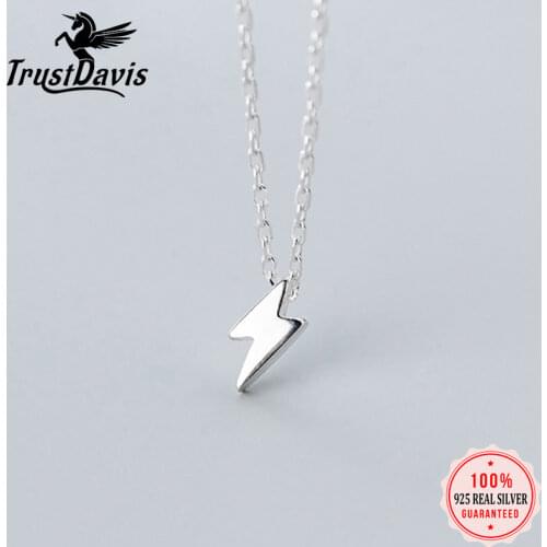 Trusta Lightning Necklace 925 Sterling Silver Made Real Silver Pendant Girls Love Gift for Women Necklaces Jewelry DS2356