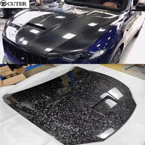 Forge carbon Carbon Fiber FRP mix carbon front engine hood bonnet with holes For Maserati Levante car body kit 2016-2019