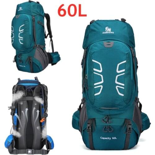60L Hiking Backpack Outdoor Large Capacity Waterproof Wearproof Luggage Rucksack Men Women Camping Climbing Travel Sports Bag
